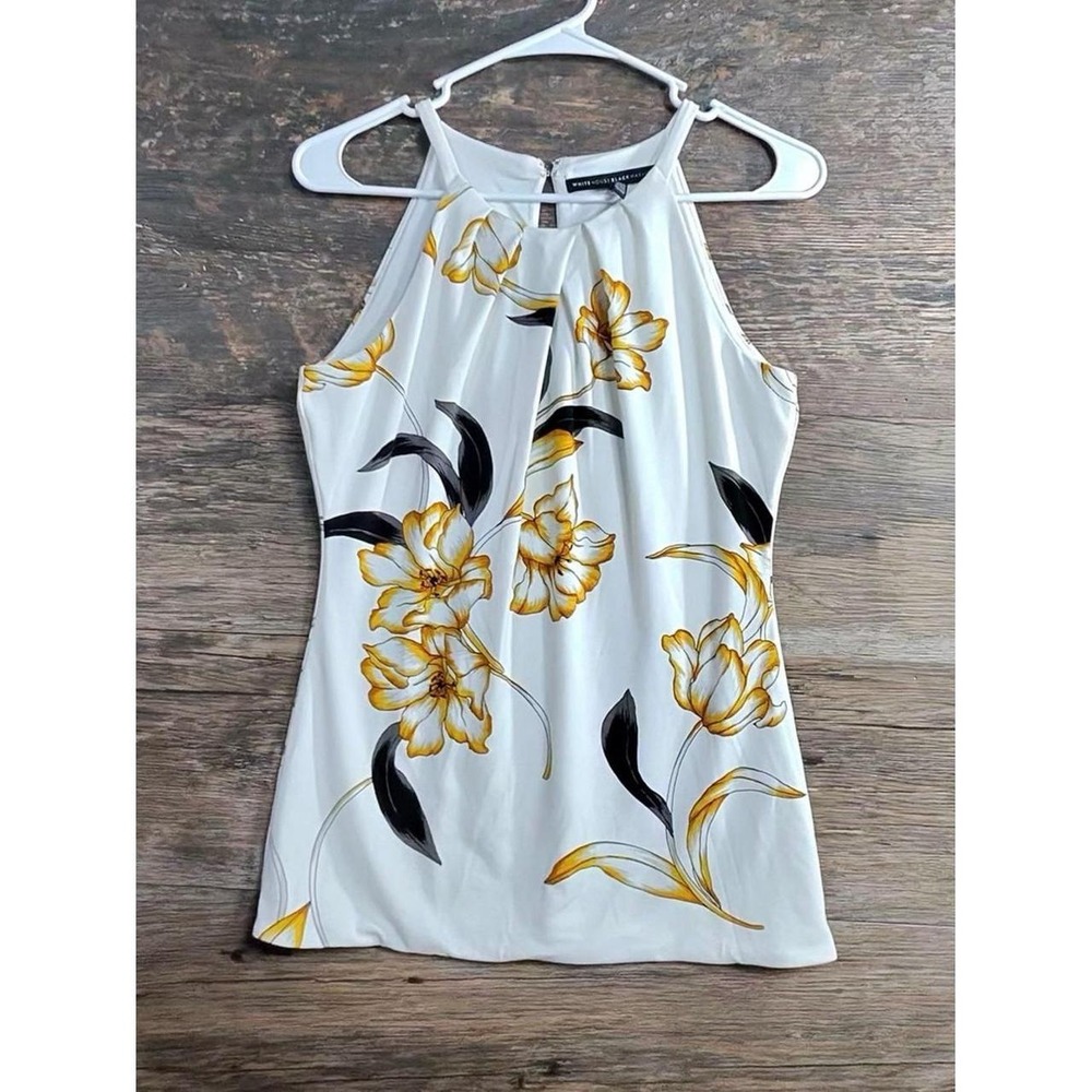 white house black market floral halter tank top